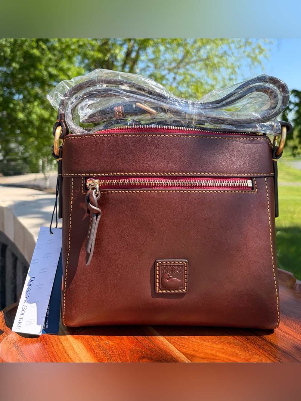 Dooney & Bourke Allison Chestnut Brown Florentine Leather Crossbody NWT